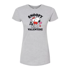 Juniors' Peanuts "Snoopy Is My Valentine" Graphic Tee