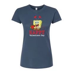 Juniors' SpongeBob "Happy Valentine's Day" Fitted Graphic Tee