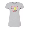 Juniors' SpongeBob & Gary Heart Fitted Graphic Tee -Cotton Sales Store 6109111